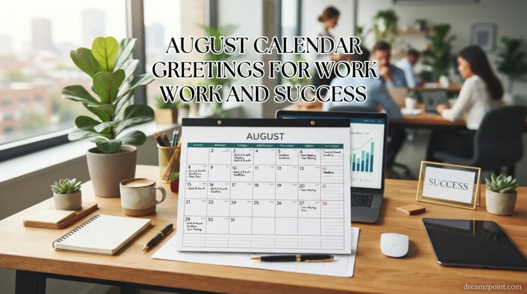 August Calendar Greetings for Work and Success